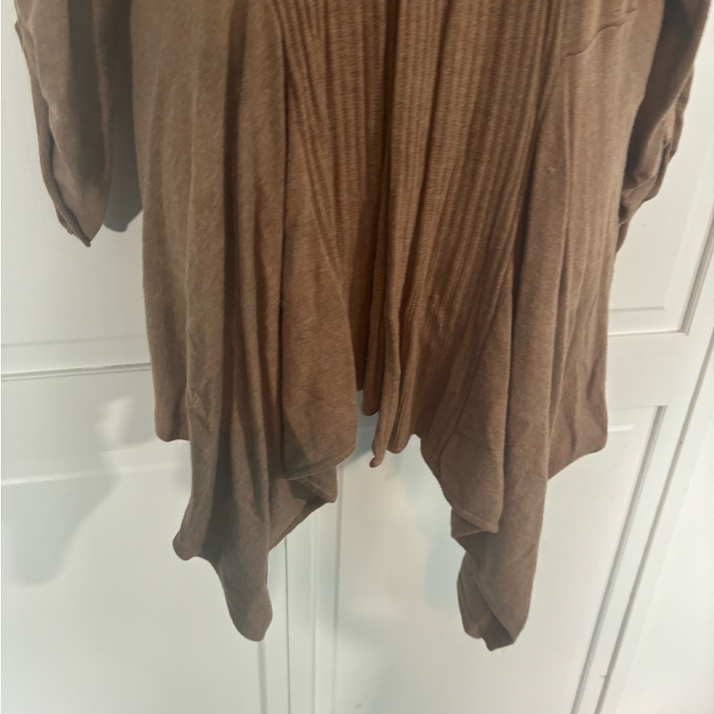 Tan Brown Cardigan Sweater Open Front 3/4 Sleeve Coldwater Creek XL - Picture 6 of 10
